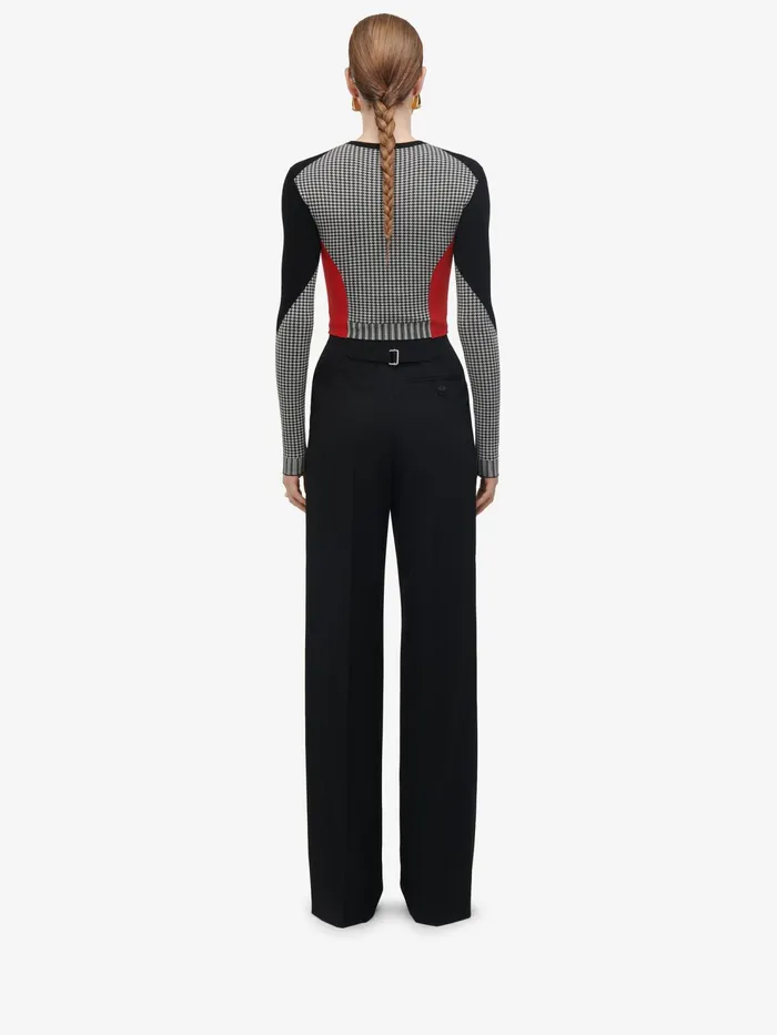 Women Knitwear Alexander McQueen Dogtooth ColourBlock Jumper Blackwhitered