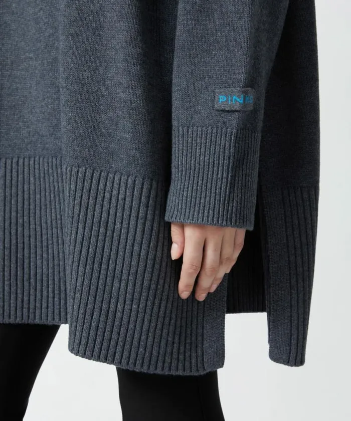 Women Knitwear Pinko Fearless Beauty Long Wool Sweater Greylight Blue Women Knitwear Pinko Fearless Beauty Long Wool Sweater Greylight Blue