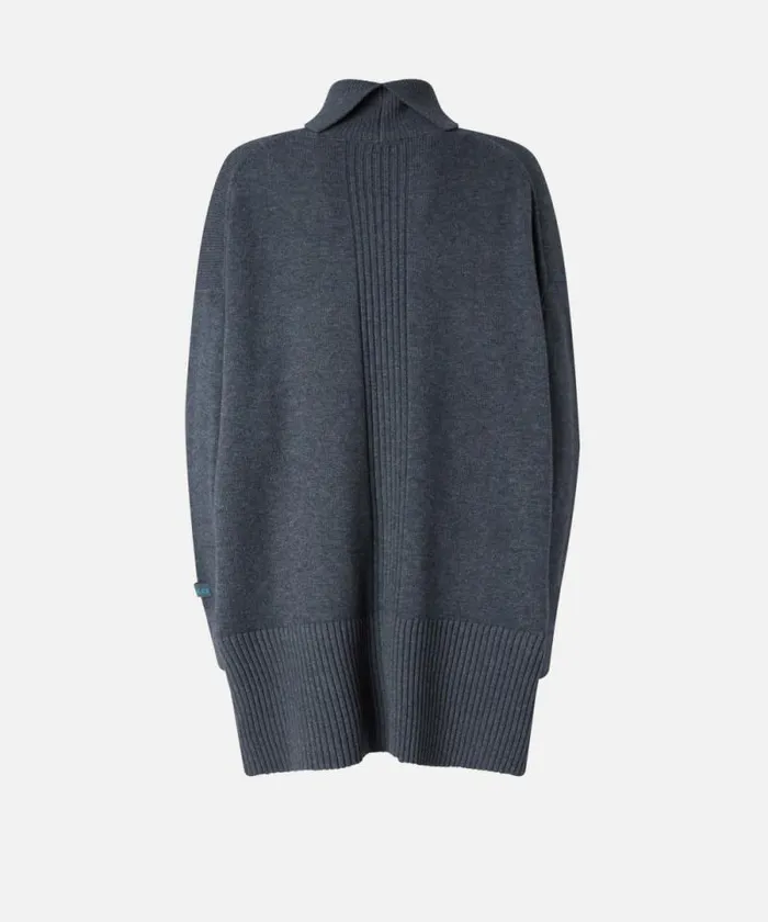 Women Knitwear Pinko Fearless Beauty Long Wool Sweater Greylight Blue Women Knitwear Pinko Fearless Beauty Long Wool Sweater Greylight Blue