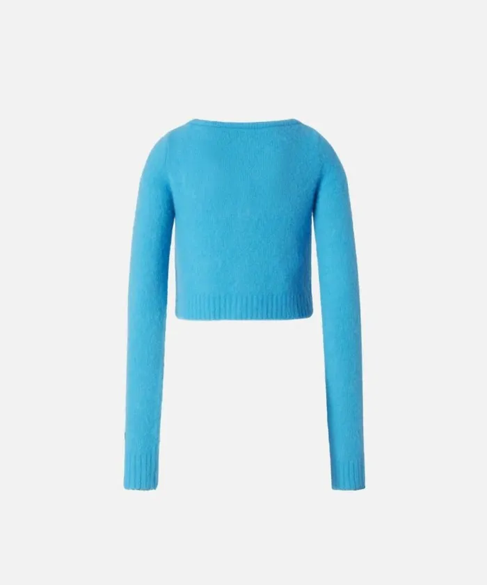 Women Knitwear Pinko Short Soft Knit Cardigan Light Blueaquarium Women Knitwear Pinko Short Soft Knit Cardigan Light Blueaquarium
