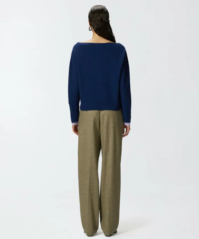 Women Knitwear Pinko Wool And Cashmere Boatneck Sweater Bluelilac Women Knitwear Pinko Wool And Cashmere Boatneck Sweater Bluelilac