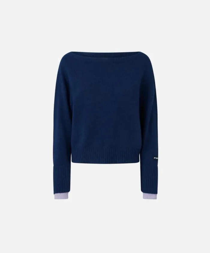 Women Knitwear Pinko Wool And Cashmere Boatneck Sweater Bluelilac Women Knitwear Pinko Wool And Cashmere Boatneck Sweater Bluelilac