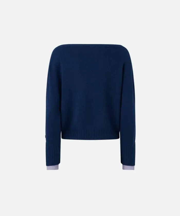 Women Knitwear Pinko Wool And Cashmere Boatneck Sweater Bluelilac Women Knitwear Pinko Wool And Cashmere Boatneck Sweater Bluelilac
