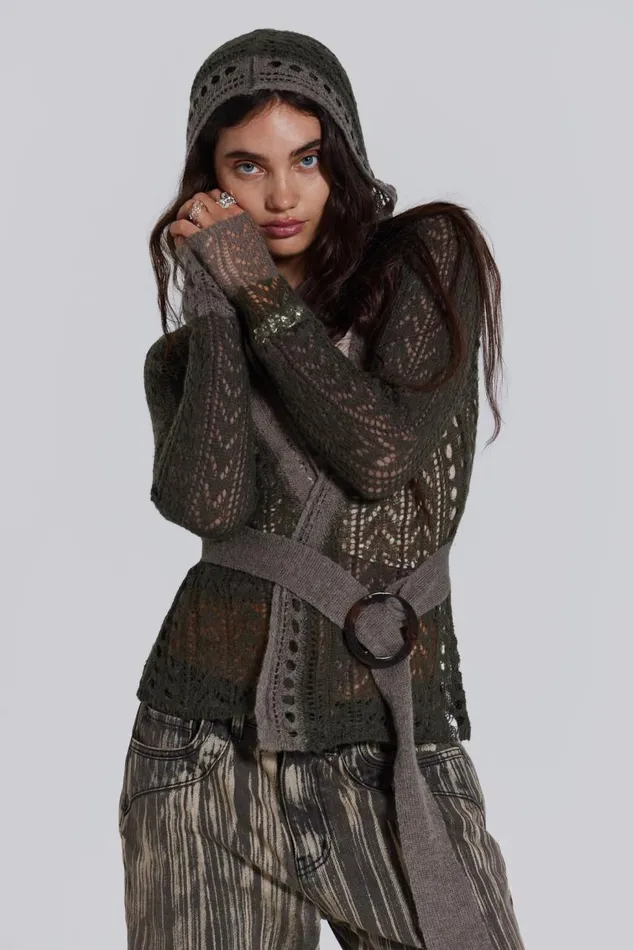 Women Kyra Hooded Knit Cardigan Jaded London Knitwear