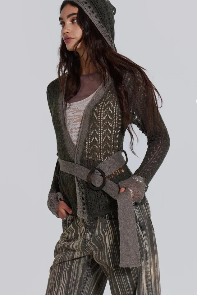 Women Kyra Hooded Knit Cardigan Jaded London Knitwear