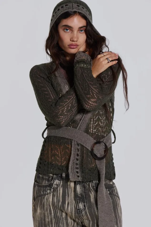 Women Kyra Hooded Knit Cardigan Jaded London Knitwear