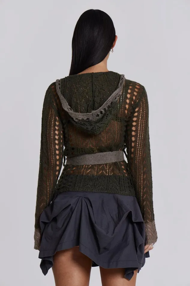 Women Kyra Hooded Knit Cardigan Jaded London Knitwear