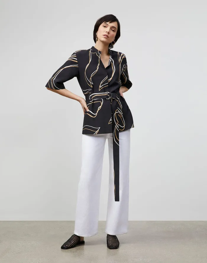 Women Lafayette 148 New York Blouses and Shirts Alyse Blouse In Garden Contour Print Black Multi Women Lafayette 148 New York Blouses and Shirts Alyse Blouse In Garden Contour Print Black Multi