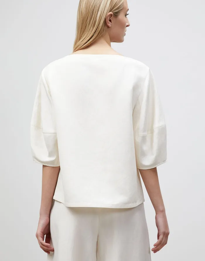 Women Lafayette 148 New York Blouses and Shirts Cait Blouse In Coastal Cloth Alabaster