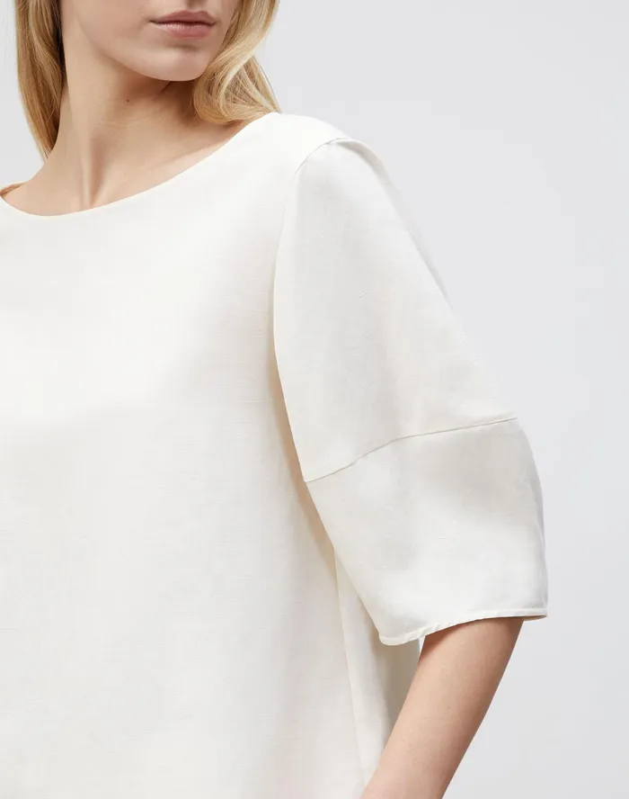 Women Lafayette 148 New York Blouses and Shirts Cait Blouse In Coastal Cloth Alabaster