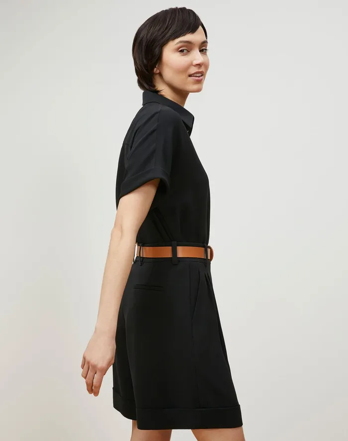 Women Lafayette 148 New York Blouses and Shirts Darby Blouse In Finesse Crepe Black