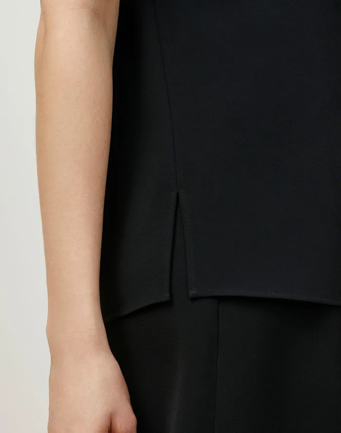 Women Lafayette 148 New York Blouses and Shirts Darby Blouse In Finesse Crepe Black
