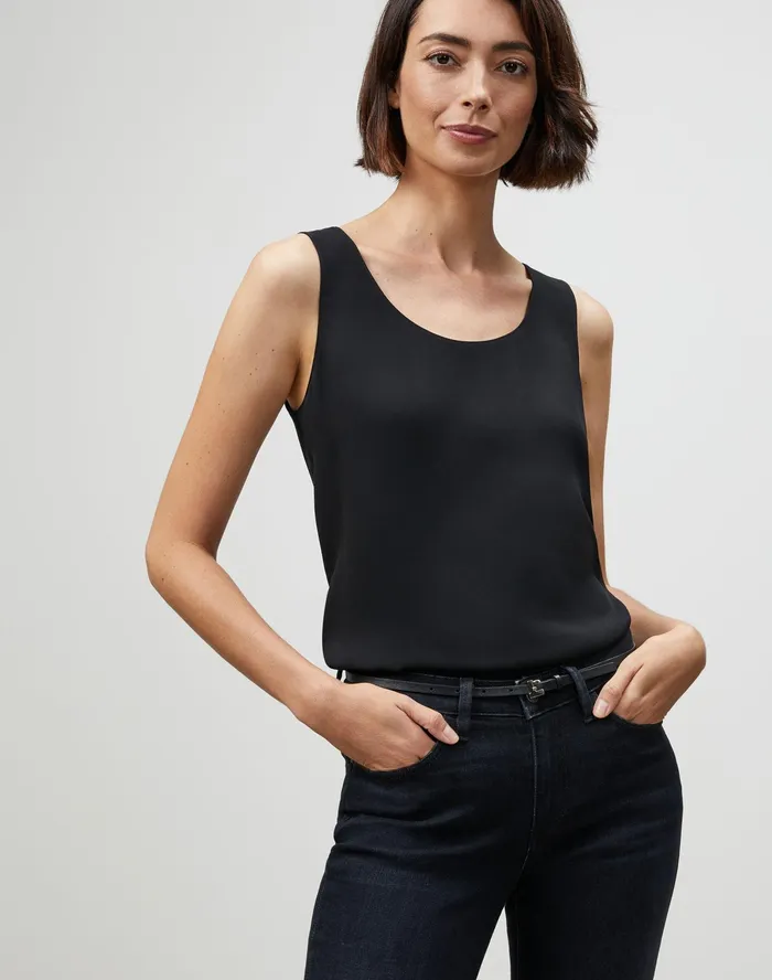 Women Lafayette 148 New York Blouses and Shirts Finnley Top In Silk Double Georgette Black1 Women Lafayette 148 New York Blouses and Shirts Finnley Top In Silk Double Georgette Black1
