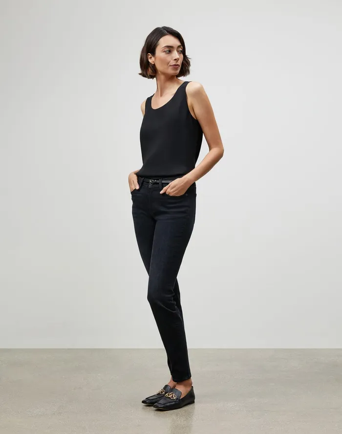 Women Lafayette 148 New York Blouses and Shirts Finnley Top In Silk Double Georgette Black1