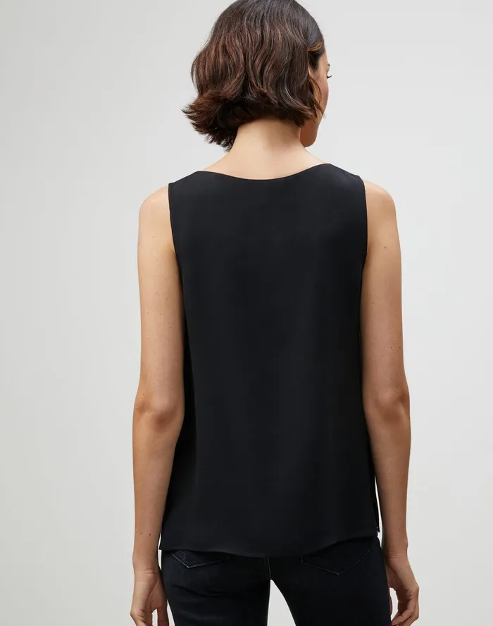 Women Lafayette 148 New York Blouses and Shirts Finnley Top In Silk Double Georgette Black1