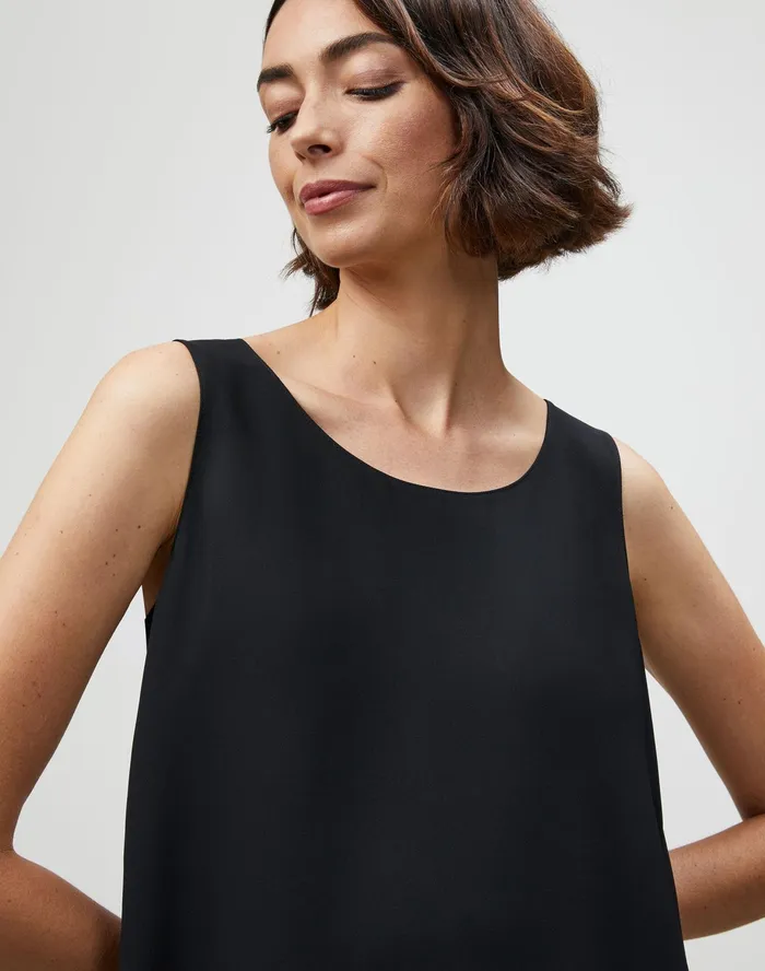 Women Lafayette 148 New York Blouses and Shirts Finnley Top In Silk Double Georgette Black1