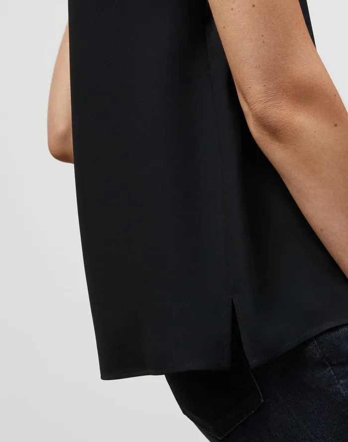 Women Lafayette 148 New York Blouses and Shirts Finnley Top In Silk Double Georgette Black1