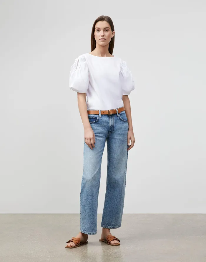Women Lafayette 148 New York Blouses and Shirts Hattie Blouse In Italian Sculpted KindCotton White