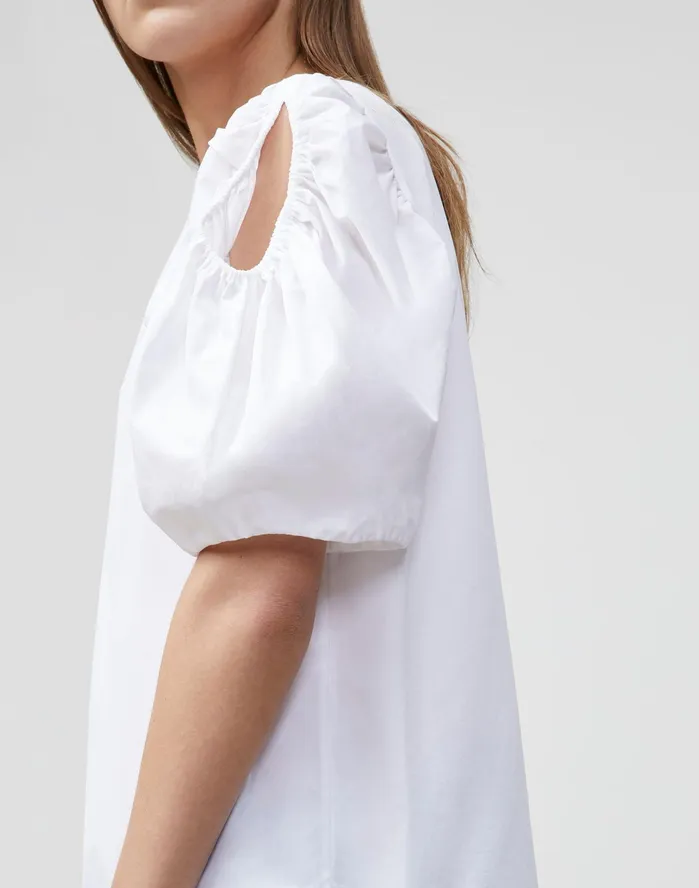 Women Lafayette 148 New York Blouses and Shirts Hattie Blouse In Italian Sculpted KindCotton White