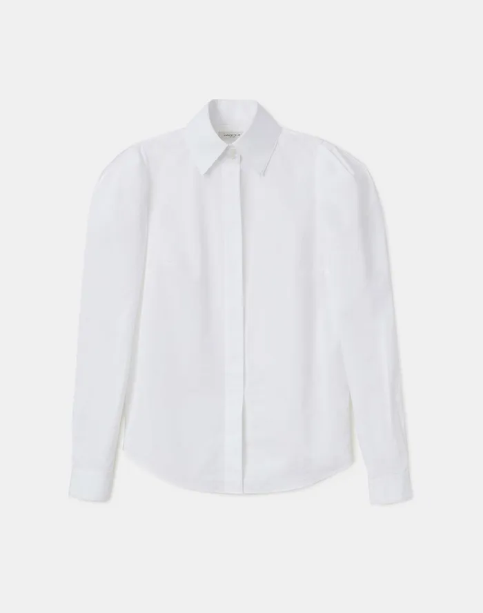 Women Lafayette 148 New York Blouses and Shirts Italian Sculpted Cotton Illiana Shirt White