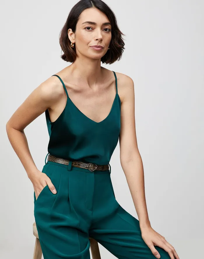 Women Lafayette 148 New York Blouses and Shirts Petite Luxe Charmeuse Eva Bias Tank Cedar Women Lafayette 148 New York Blouses and Shirts Petite Luxe Charmeuse Eva Bias Tank Cedar