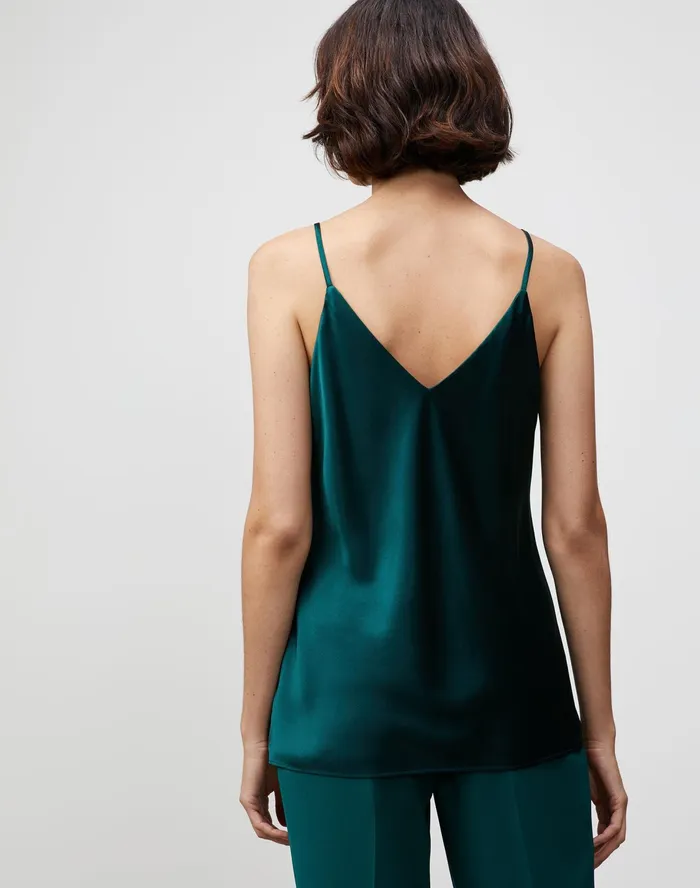 Women Lafayette 148 New York Blouses and Shirts Petite Luxe Charmeuse Eva Bias Tank Cedar