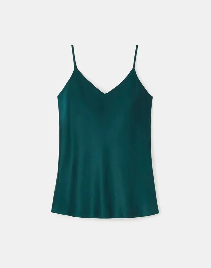 Women Lafayette 148 New York Blouses and Shirts Petite Luxe Charmeuse Eva Bias Tank Cedar