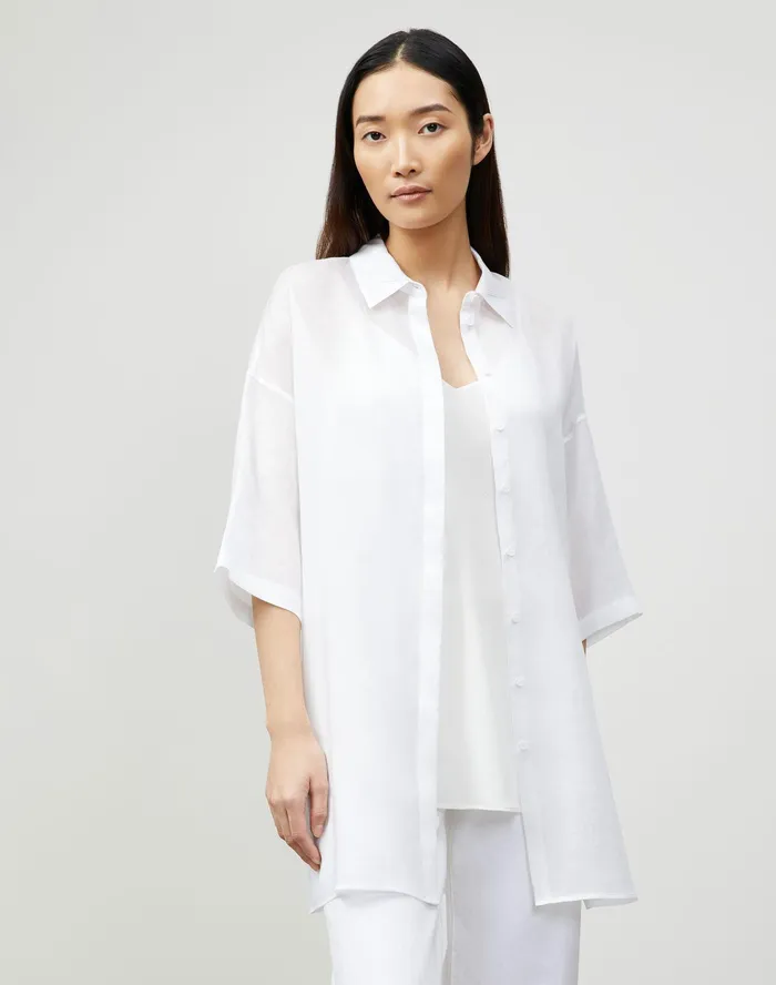 Women Lafayette 148 New York Blouses and Shirts Petite Saylor Blouse In Gemma Cloth White Women Lafayette 148 New York Blouses and Shirts Petite Saylor Blouse In Gemma Cloth White