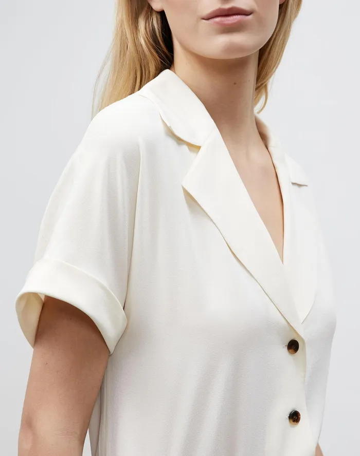 Women Lafayette 148 New York Blouses and Shirts PlusSize Sabine Blouse In Lightweight Sandwashed Silk Creme Fraiche