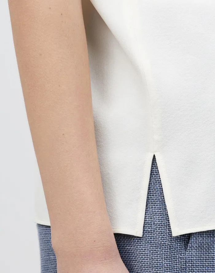 Women Lafayette 148 New York Blouses and Shirts PlusSize Sabine Blouse In Lightweight Sandwashed Silk Creme Fraiche