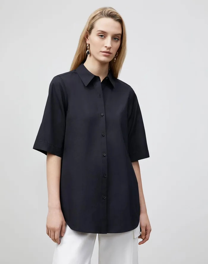 Women Lafayette 148 New York Blouses and Shirts PlusSize Sedwick Shirt In Italian Sculpted KindCotton Black Women Lafayette 148 New York Blouses and Shirts PlusSize Sedwick Shirt In Italian Sculpted KindCotton Black