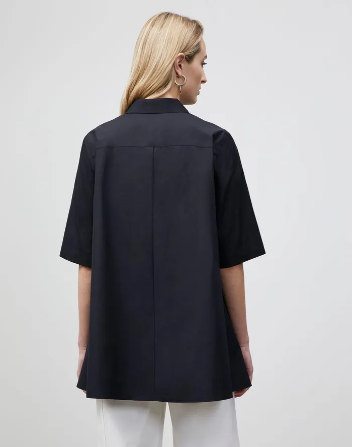 Women Lafayette 148 New York Blouses and Shirts PlusSize Sedwick Shirt In Italian Sculpted KindCotton Black
