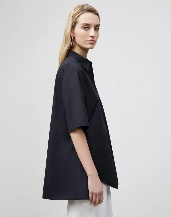 Women Lafayette 148 New York Blouses and Shirts PlusSize Sedwick Shirt In Italian Sculpted KindCotton Black