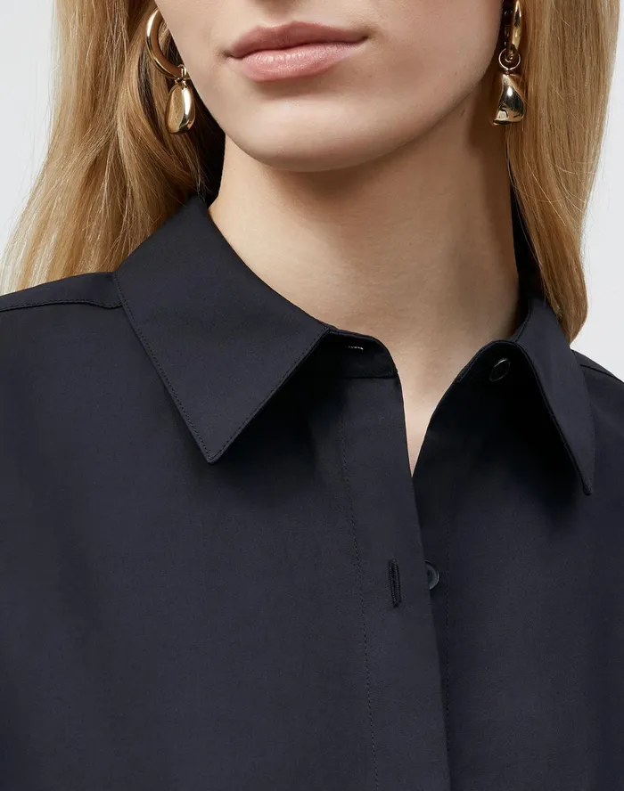 Women Lafayette 148 New York Blouses and Shirts PlusSize Sedwick Shirt In Italian Sculpted KindCotton Black