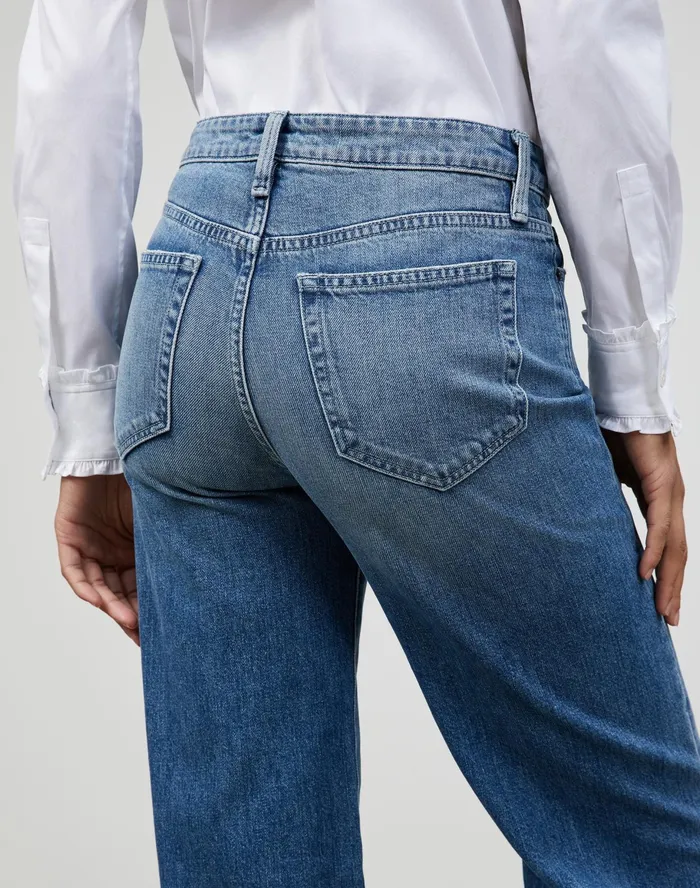 Women Lafayette 148 New York Denim L148 Authentic Denim Wyckoff WideLeg Jean Faded Skyline