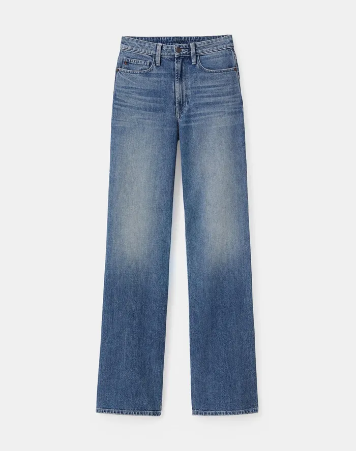 Women Lafayette 148 New York Denim L148 Authentic Denim Wyckoff WideLeg Jean Faded Skyline