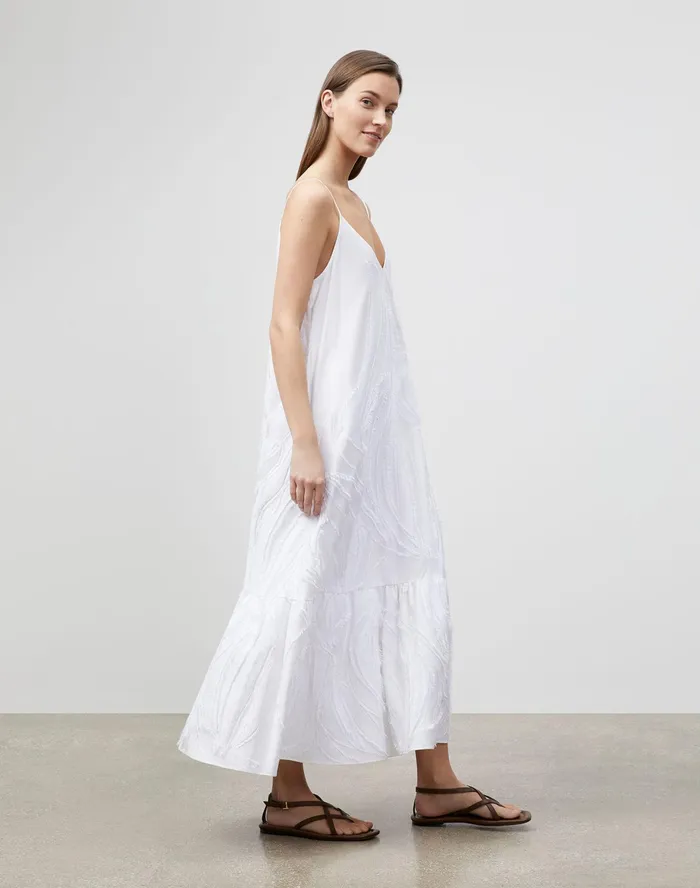 Women Lafayette 148 New York Dresses Josephine Maxi Dress In Aerial Italian Jacquard White