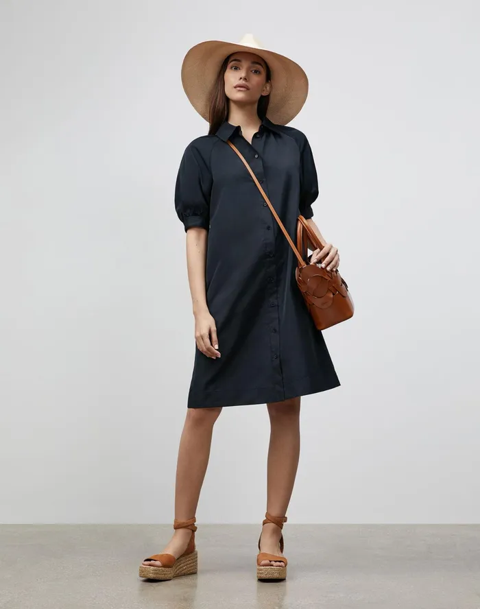 Women Lafayette 148 New York Dresses Petite Brennan Dress In Italian Crafted Taffeta Black Women Lafayette 148 New York Dresses Petite Brennan Dress In Italian Crafted Taffeta Black