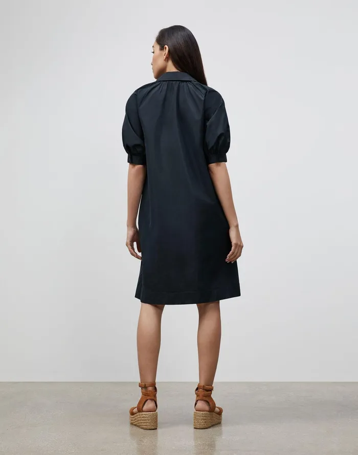 Women Lafayette 148 New York Dresses Petite Brennan Dress In Italian Crafted Taffeta Black