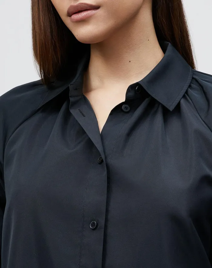 Women Lafayette 148 New York Dresses Petite Brennan Dress In Italian Crafted Taffeta Black