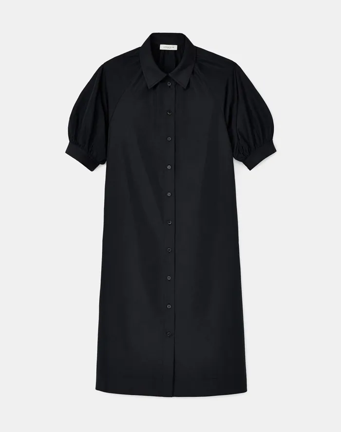 Women Lafayette 148 New York Dresses Petite Brennan Dress In Italian Crafted Taffeta Black