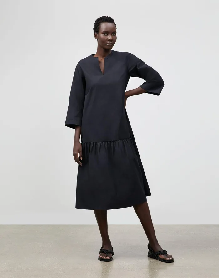 Women Lafayette 148 New York Dresses Sander Dress In Italian Sculpted KindCotton Black Women Lafayette 148 New York Dresses Sander Dress In Italian Sculpted KindCotton Black