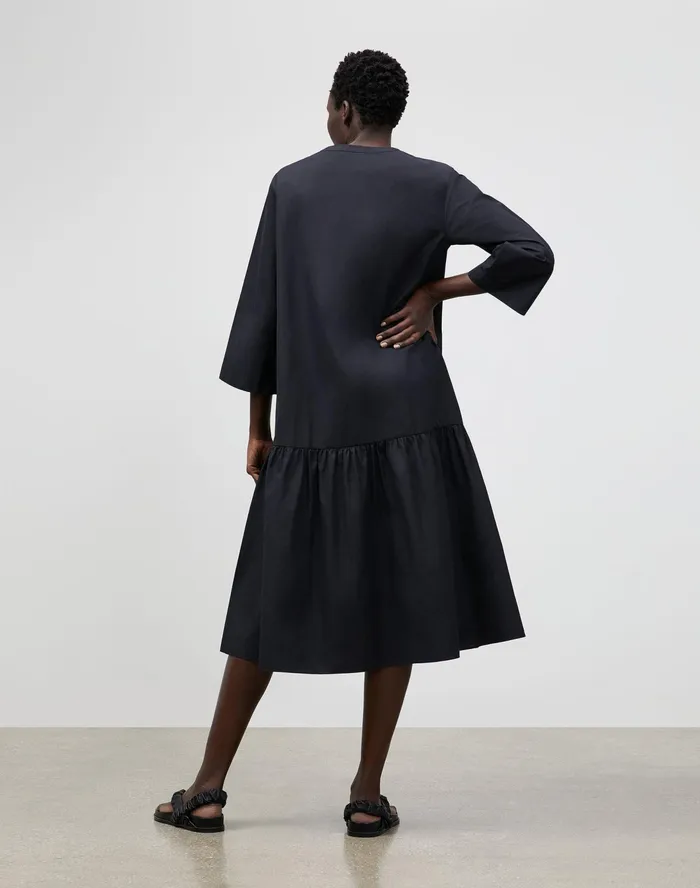Women Lafayette 148 New York Dresses Sander Dress In Italian Sculpted KindCotton Black