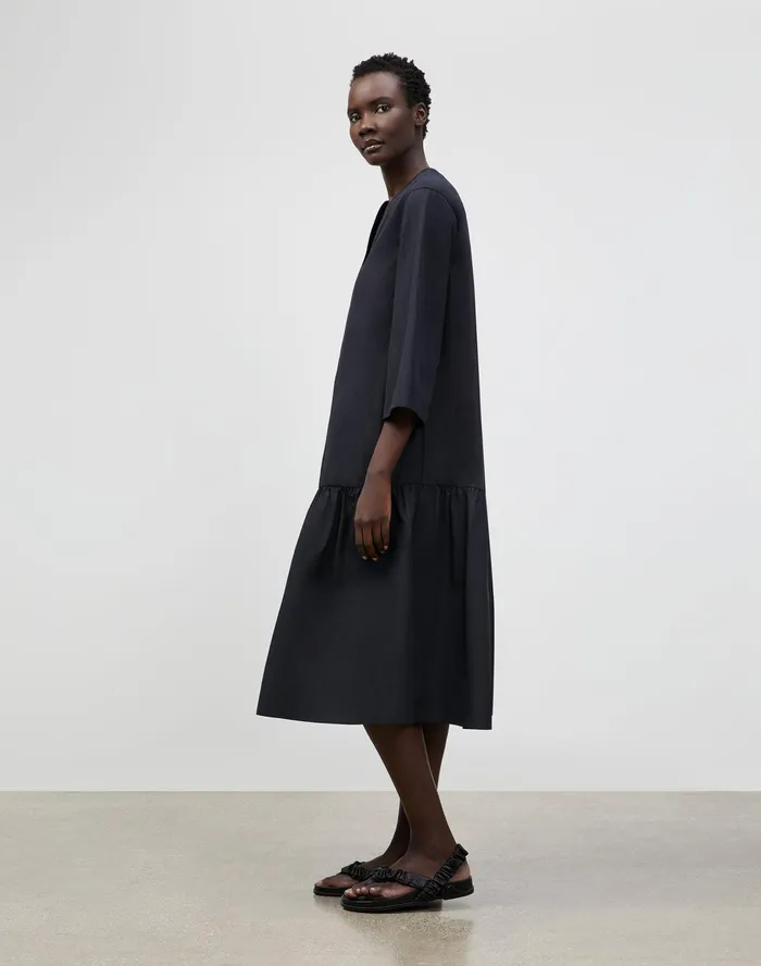Women Lafayette 148 New York Dresses Sander Dress In Italian Sculpted KindCotton Black
