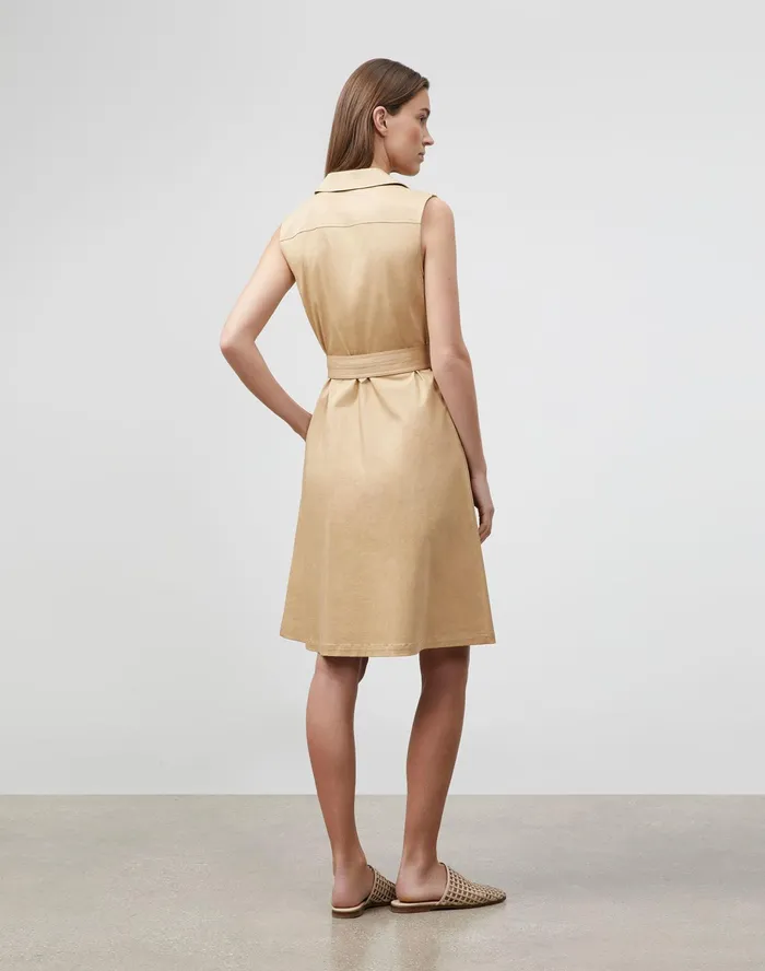 Women Lafayette 148 New York Dresses Sonny Dress In Skylight Cotton Honeynut