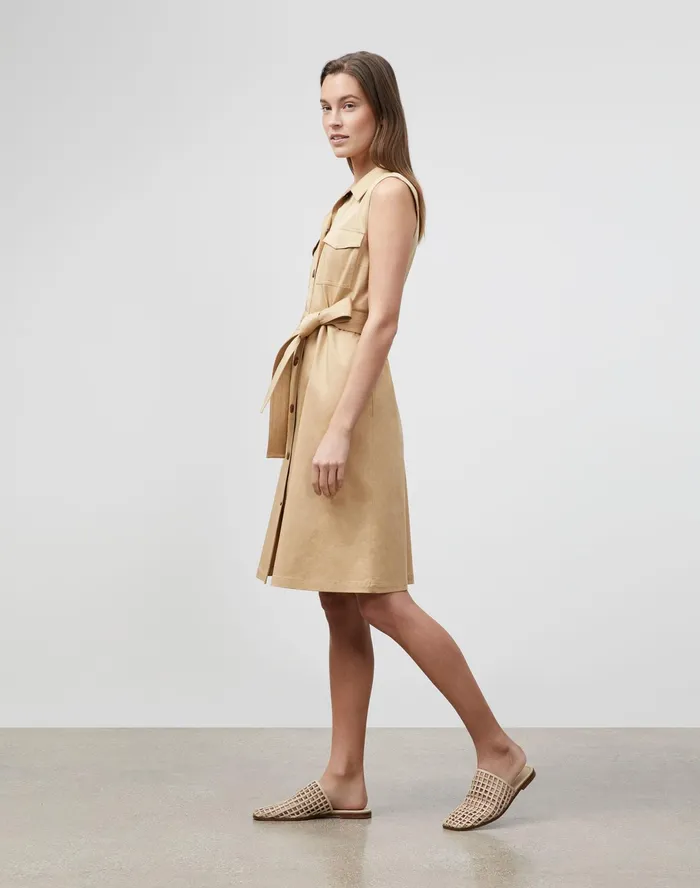 Women Lafayette 148 New York Dresses Sonny Dress In Skylight Cotton Honeynut