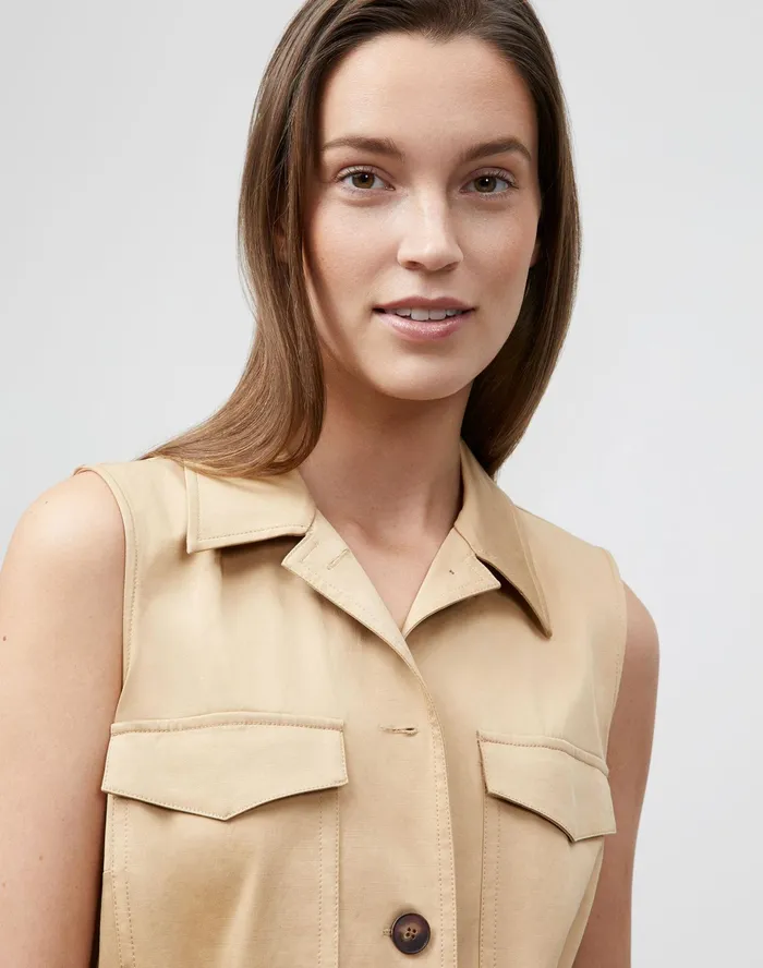 Women Lafayette 148 New York Dresses Sonny Dress In Skylight Cotton Honeynut