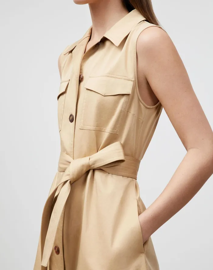 Women Lafayette 148 New York Dresses Sonny Dress In Skylight Cotton Honeynut