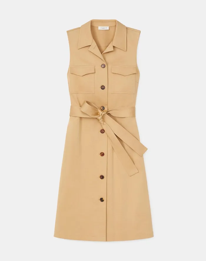 Women Lafayette 148 New York Dresses Sonny Dress In Skylight Cotton Honeynut