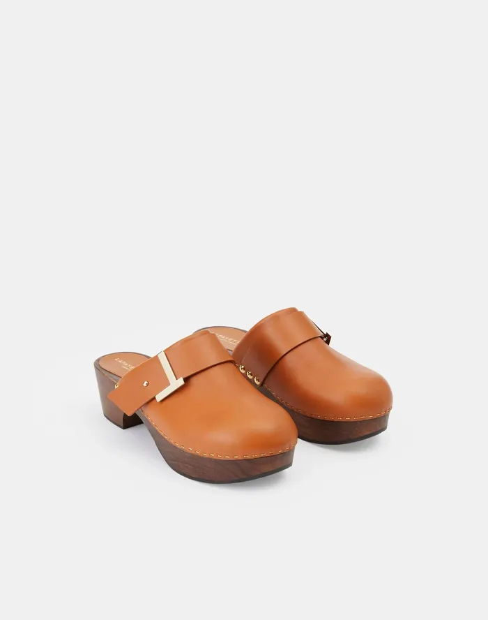 Women Lafayette 148 New York Heels Nappa Leather Aria Icon Clog Copper